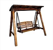 Садовая качеля скамейка лавочка деревянная с козырьком Mantella Wooden