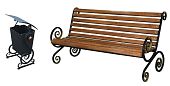 Комплект скамейка лавка лавочка и урна для мусора "Осенний поцелуй"