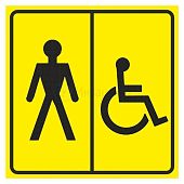 Табличка пиктограмма "Мужской туалет для инвалидов" ПВХ 100*100мм