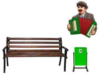 Комплект скамейка лавка лавочка и урна для мусора "Эээх разгуляй"